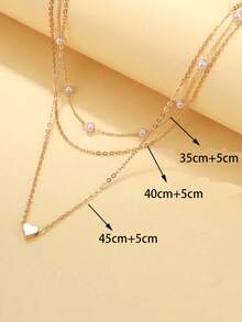 1pc Women's Alloy Minimalist Multi-Layer Heart Shaped Faux Pearl Necklace, Suitable For Festivals, Dates, And Daily Wear (Random Pearl Quantity)