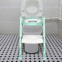 Riduttore per WC per bambini, vasino, gradini, pieghevole, riduttore per sedile per bambini, con gradino, gradini per bambini, regolabili in altezza - Bianco+verde chiaro - Visualizzare 4