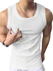 Men's Summer Tank Tops Sleeveless Undershirts Tank Basic Workout Gym Muscle Shirts-2025 - Màu Khaki - Xem 3