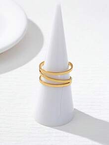 1pc Minimalist Open Band Copper Ring - Yellow Gold - View 5