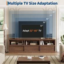 Ataucjin Mid Century Modern TV Stand For 65 70 75 Inch TVs,Industrial Media Console Entertainment Center With 3 Drawers & Open Shelves,TV Stand For Living Room & Bedroom - Brown - View 2