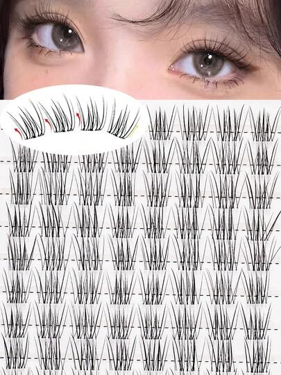 80pcs Very Natural Lash Cluster DIY Eyelash Extensions Lashes Transparent Stalk Wispy Individual Eyelashes C Curl Comfortable And Soft Lightweight Lash Clusters, Eyelash Clusters, Individual Eyelashes, Lashes, Fake Lashes