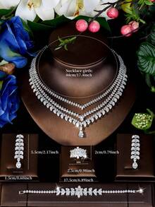 1 套浪漫方晶锆石流苏首饰套装，适合作为情人节礼物送给女士 - 查看 11