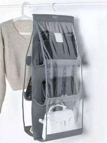 1 pezzo Organizer portatile da appendere con 8 tasche, borsa trasparente per riporre e organizzare borse e accessori, salvaspazio per armadio e guardaroba