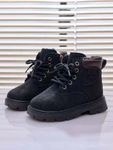 1 Pair Kids Boots, Boys Girls Fashion Boots 2025 Winter New Warm Thermal Lining British Style Toddler Kids Boots