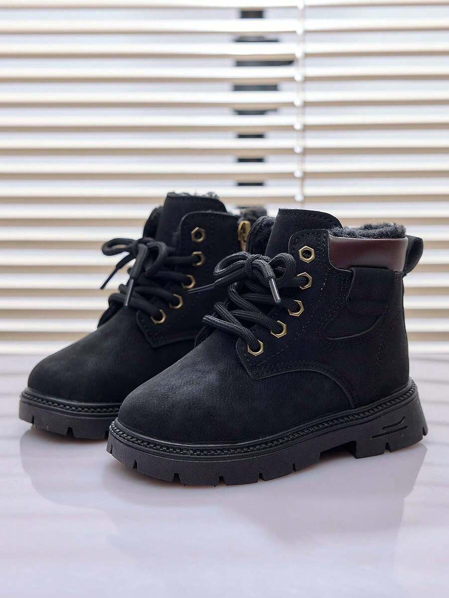 1 Pair Kids Boots, Boys Girls Fashion Boots 2025 Winter New Warm Thermal Lining British Style Toddler Kids Boots