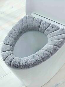 1 Set Luxury Soft-Touch Toilet Seat Cover - Ultra Comfortable, Machine Washable, Detachable Cover, Contrast Color Handles, Stylish Design, Easy To Clean, Durable, Brings Comfort And Elegance To The Bathroom