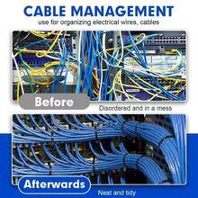 200/300/400 件装重型尼龙扎带套装 - 多尺寸（4/6/8/10 英寸）自锁式扎带，50 磅拉力强度，适用于室内外环境，可用于家庭、办公室、花园、工作室的线缆管理、棚架和捆扎，园艺工具配件，重型扎带，办公线缆整理器，汽车维修用品，旅行必备品 - 黑色 - 查看 4