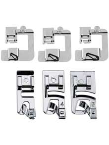 3 种尺寸卷边压脚缝纫机压脚卷边压脚套装（1/2 英寸、3/4 英寸、1 英寸）适用于 Singer、Brother、Janome 和其他低柄适配器（卷边压脚） - 銀色 - 查看 12