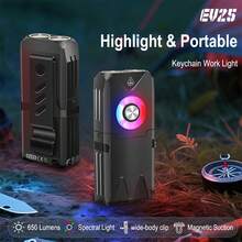 1pc Bright Keychain Flashlight, Mini Rechargeable EDC Emergency Light, Portable Multi-Color Light Source With Clip - Black - View 2