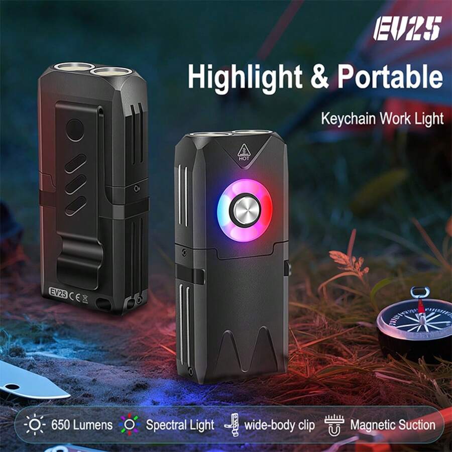 1pc Bright Keychain Flashlight, Mini Rechargeable EDC Emergency Light, Portable Multi-Color Light Source With Clip