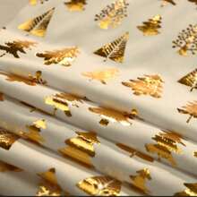 Camino de mesa de terciopelo con lámina de oro con 3 árboles, adecuado para Navidad, fiestas, eventos, decoración de mesa y sillas