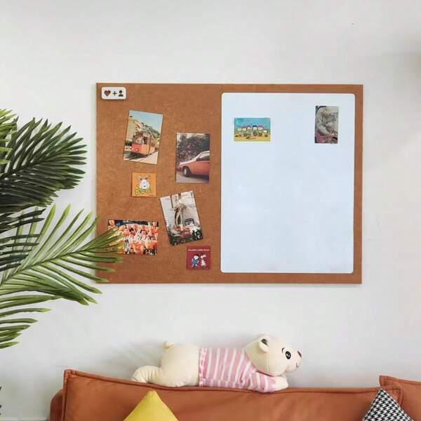 1 quadro de avisos de feltro sem perfuração, decoração de parede de feltro 2 em 1 para fotos, anotações e quadro branco