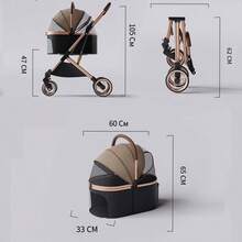 Separable High-End Pet Stroller With Multifunctional Bag Separation, Ultra Lightweight And Easy To Carry With One Click Collection, Cat And Dog Stroller - 卡其色 - 查看 4