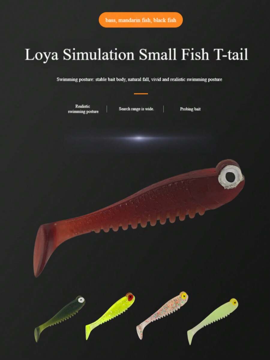 10pcs/Set Fishing Soft Luminous Lures, 5cm Artificial Silicone Bait Worms, Swinging Swimbaits For Various Fishing Gear, Fishing Specific Soft Bait, Elastic, 1g Weight