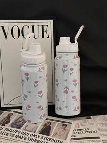 600ml、800ml、1000ml三件套粉色郁金香心形不锈钢保温水杯双层真空热饮杯，冷热皆宜，非常适合送礼，适合送给家人朋友的圣诞礼物，给女朋友的惊喜 - 彩色 - 查看 3