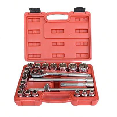Jogo de soquete estriado de 8 a 32 mm encaixe 1/2" com 22 peças aço cromo vanádio - Tramontina