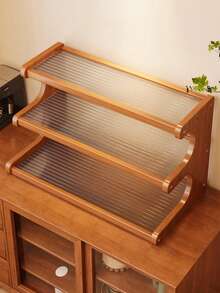 1 Piece Bamboo Storage Rack With Stylish Lacquered Design Multi-Tier Bamboo Countertop Display Rack - Great For Storing Cups, Books And Spices - Great For Kitchen, Living Room Or Office Decor, Office Organization | Modern Bookshelf Designs | Durable Bamboo Bookshelf, Bamboo Bookshelf - Brown - View 1