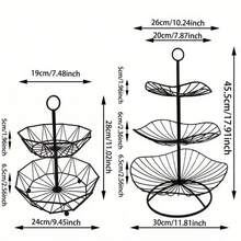 1 件三层铁制水果篮架，金色金属厨房台面收纳架，通风设计，用于新鲜水果和蔬菜储存，食物装饰碗架，坚固的结构 - 黑色 - 查看 4