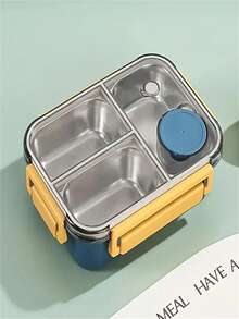 1 pieza Caja de almuerzo de acero inoxidable, viene con cubiertos de acero inoxidable, 1 pieza Caja bento a prueba de fugas de acero inoxidable 304 durable con 3 compartimentos, fácil de limpiar, adecuada para la escuela y el trabajo, estilo Ins Caja de almuerzo de acero inoxidable 304 con 4 compartimentos, portátil, contenedor de almuerzo aislado adecuado para mujeres, adultos, hombres, trabajadores de oficina, viajes y uso al aire libre, Caja de almuerzo de trabajador de oficina, Caja de almuerzo, Caja de frutas, Caja bento, Comida de picnic y camping, Contenedor de almacenamiento de alimentos