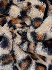 Chaqueta sin mangas con estampado de leopardo, sencilla y diaria, para mujer de talla grande, de invierno - Multicolor - Ver 6