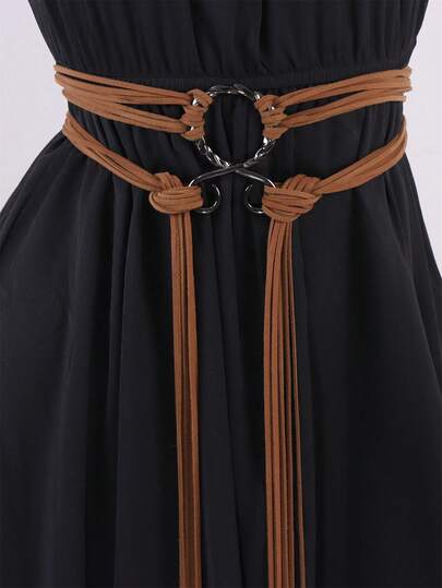 Medeltida långt repbälte för kvinnor, knutet repbälte i nordisk häxstil, tillbehör till kläder från vikingatiden, vintagebälte för Halloween, bröllop, middagar och fester.