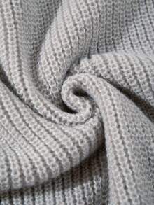 男女皆宜的休闲圆领套头毛衣，纹理流苏针织，适合商务和通勤穿着，春、秋、冬三季皆可穿着，长袖上衣 - 灰色 - 查看 9