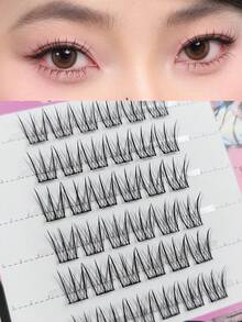 36 Büschel, 10-12mm, kein Kleber erforderlich selbstklebende einzelne Wimpern, Locken C/D, Tierserie Kunstwimpern Vogelstil, große Augen, natürlich, Anfänger, lässige Trilogie, segmentiert, klare Wurzeln