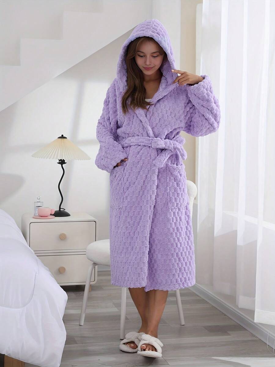 1 szt. szlafrok z kapturem z polaru koralowego w kolorze żółwia, miękki i wygodny, chłonny, idealny do użytku domowego