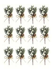 1 pièce/5 pièces Épis de pomme de pin aux baies artificielles - Tiges de fausses baies rouges résistantes aux UV avec cônes pour la décoration du sapin de Noël, la confection de couronnes DIY, les bouquets de mariage, les cadeaux de la Saint-Valentin, l'artisanat de la Fête des Mères, les centres de table du Nouvel An, le style rustique de ferme, les arrangements floraux d'hiver, les guirlandes de cheminée, les décorations de porche, les remplissages de vase de table - Blanc - Voir 9