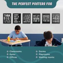 6 buc/set postere inspiraționale pentru birou, fundal negru, design de artă modernă, decorare cameră de zi, picturi fără ramă, decor pentru casă, postere moderne pentru cameră, articole de decorare a camerei, decor estetic pentru cameră, decor occidental