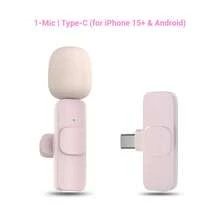 HITOZON 专业无线领夹式麦克风，兼容iOS/安卓智能手机，全指向无线电容麦克风，适用于视频/音频/Vlog录制，适合教学、采访、直播等场景。 - 粉色 - 查看 10