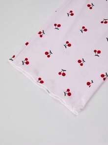 Sött tjejklädset med körsbärstryck, trendigt och elegant set med rund hals och långärmade casualbyxor i 2 delar, lämpligt för vår, höst och vinter, dagligt hemklädesplagg - Babyrosa - Visa 6