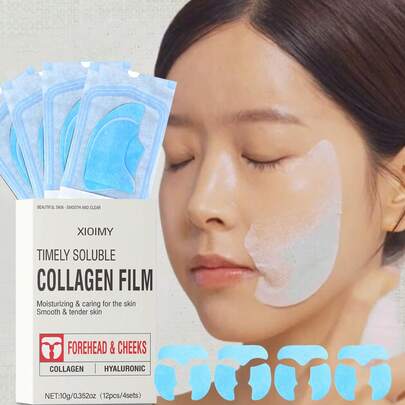 Xioimy 12ชิ้น คอลลาเจน มาส์กหน้า - ให้ความชุ่มชื้นสูงและมีประสิทธิภาพ, แพ้ต่ำ, ปราศจากน้ำหอม, สำหรับหน้าผากและแก้ม, ให้ความชุ่มชื้น, ทำให้ผิวเรียบเนียน, เพิ่มความกระจ่างใส, ผิวกระชับ, มาส์กคอลลาเจน, การดูแลผิวหน้า