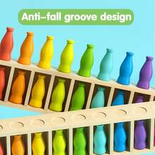 10 pares de botellas - Juguete de clasificación de colores de madera Montessori para niños - Juego de lógica para volver a la escuela, regalo de emparejamiento para niños pequeños