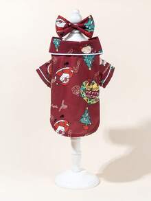 1 Set Satin Sleepwear & Loungewear, Peter Pan Collar Pet Dress, Lace Peter Pan Collar Warm Thickened Woolen Pet Dress For Dogs & Cats - Multicolor - View 2