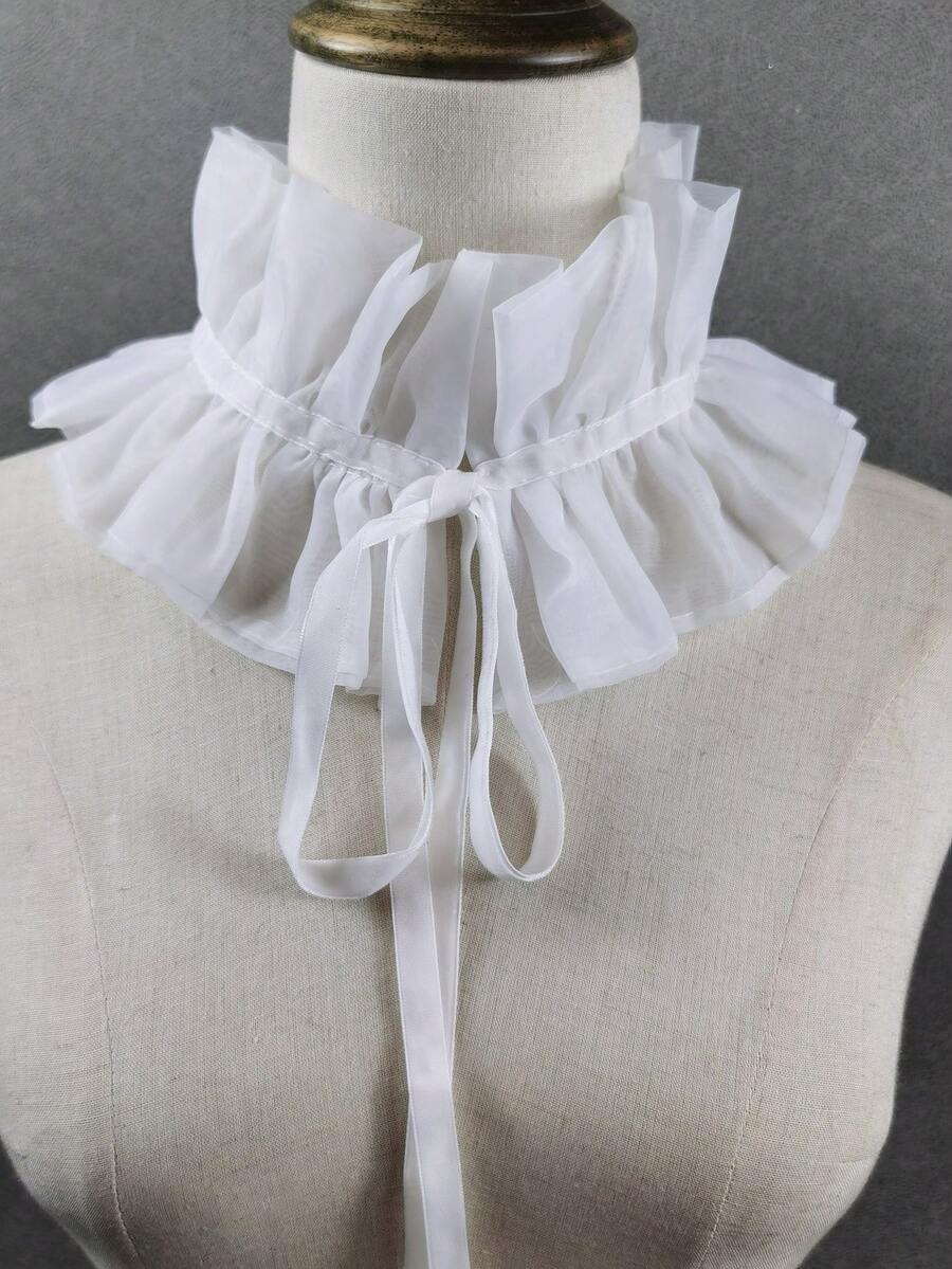 1pc Women's Multicolor Handmade Pleated Solid Color Bohemian Polyester Sweatshirt Hoodie, Fashion , Versatile For All Seasons With Detachable Collar