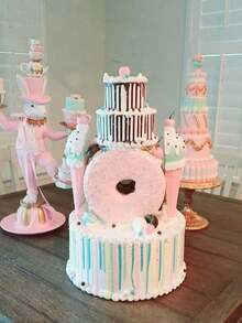 1个圆形白色泡沫蛋糕模型，用于装饰和制作、烘焙展示、婚礼蛋糕设计、生日蛋糕、圣诞派对蛋糕或干花装饰、情人节、复活节和其他节日派对蛋糕装饰，4英寸、6英寸、8英寸、10英寸白色仿真蛋糕模型，12英寸（请理解产品可能存在轻微偏差） - 白色 - 查看 2