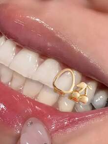 1 Set Punk Hollow Horn Fang Design Unisex Jewelry, Suitable For Nightclub, Halloween, Christmas, Daily Wear, Gold & Silver Colors