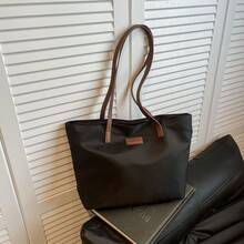 托特包女士包，女士笔记本电脑商务办公工作包，14 英寸电脑隔层单肩包女士顶部提手包手提包休闲包，大容量钱包女士托特包带拉链单肩流浪包购物旅行工作斜挎包 - 黑色 - 查看 4