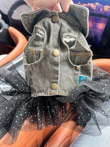 1 bộ quần áo cho thú cưng, trang phục cho chó/mèo nhỏ, váy lưới bầu trời đầy sao dễ thương và thời trang cho chó con/mèo con - Nhiều màu - Xem 6