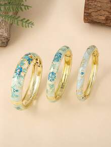 2 件复古珐琅景泰蓝手链，波西米亚金属女士手链 - 适合女性每天佩戴的精美情人节礼物，妈妈，母亲，母亲节，礼物