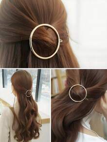 1pc Elegant Round Zinc Alloy Hair Clip.Selection Of High-Quality Zinc Alloy Material, Fine Polishing And Grinding, Texture Delicate And Shiny, Wear-Resistant And Corrosion-Resistant, Long-Term Use Is Still As New. Rounded Ring Design, Smooth And Soft Lines, Not Pulling Hair, Claw Clips, Hair Slide, Hair Barrettes, Hair Accessories - Multicolor - View 3