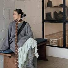 1pc Brown Polka Dot Printed Silk Scarf, Versatile Ribbon Neck Tie, Women 2025 New Fashion Headband, Neck Wrap, Suitable For Daily Wear For Dress