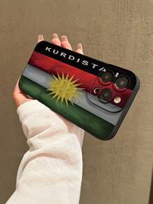 Capa para celular com estampa retrô 2D da bandeira curda, elegante e estilosa, ideal para presentear colegas, amigos, familiares, casais, aniversários e outras ocasiões especiais. Capa protetora transparente e macia, compatível com iPhone 16/15/14/13/12/11/Pro/ProMax/X/XR/XS/XSMax/7/8/Plus e modelos. Versão internacional, não a versão nacional. - Preto - Ver 2