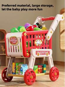 1pcs Boys And Girls Game Toy Shopping Cart, Walker, Double Storage, Large Capacity, Preferred Material, Exercise Children's Shopping Ability, Experience The Joy Of Shopping, Simple Assembly Suitable For Playing House, Holiday Birthday Party Gifts, Christmas And Halloween Ideal Gifts - 彩色 - 查看 6