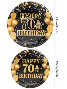 10pcs/20pcs/50pcs 70th Birthday Party Paper Plates 7inch Black And Golden 70 Years Old Birthday Dessert Party Plates 9 Inch Dinner Plates Party Decorations For Men Woman 70th Happy Birthday Wedding Party Supplies - 70th Black Gold Birthday - View 2