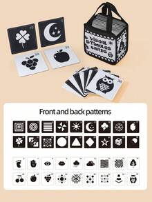 3 Styles Kids Handheld Cloth Card - Classic Black & White, Energetic Black & Red, Colorful Happy Version. Preschool Cognitive Toy, Visual Stimulation Toy, Portable Storage Bag, Tactile Perception Training. Growth Years Gift, Christmas/Halloween/Thanksgiving Party Gift - Multicolor - View 14