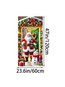 Tenda da porta versatile in poliestere con Babbo Natale e pupazzo di neve - Design rustico vintage per Natale, Ognissanti, Ringraziamento e altro - 90x180 cm, ideale per Natale, perfetta per il Ringraziamento