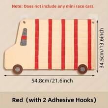 Kids Racing Car Organizer - Large Capacity Hanging Storage With Beige Racing Strip Background, Fabric Toy Garage For Boys Girls Room, Space-Saving Vertical Wall Decoration - No Assembly Needed (Under 3.2 Cu Ft), Race Car Accessories, Playful Decor Item, Easy Installation - Multicolor - View 11